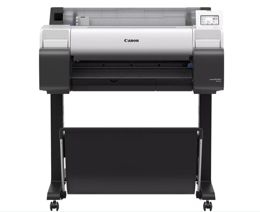 Plotter Canon imagePROGRAF TM-240 24 (610mm), format A1, 5 culori, rezolutie max 2400x1200dpi, memorie 2GB, limbaje de imprimare: HP-GL/2, HP RTL, JPEG (Ver. JFIF 1.02), CALS G4 (submission via FTP only)), display LCD 4.3 , interfata: USB 2.0, Ethernet,WIFI consumabile: M: PFI-031(55ml), MBK/BK/C/Y