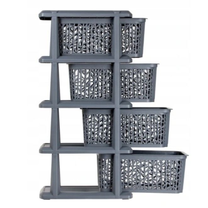 Raft depozitare cu 4 cosuri colorate