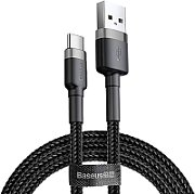CABLU alimentare si date Baseus Cafule, Fast Charging Data Cable pt. smartphone, USB la USB Type-C 3A, 1m, gri + negru  CATKLF-BG1  (timbru verde 0.08 lei) - 6953156278202