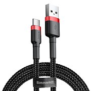 CABLU alimentare si date Baseus Cafule, Fast Charging Data Cable pt. smartphone, USB la USB Type-C 3A, 1m, rosu + negru  CATKLF-B91  (timbru verde 0.08 lei) - 6953156278219