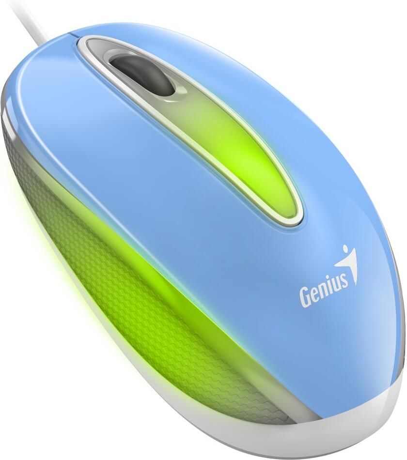 MOUSE Genius,  DX-Mini , PC sau NB, cu fir, USB, optic, 1000 dpi, butoane/scroll 3/1, LED, albastru,  31010025406  (timbru verde 0.18 lei)