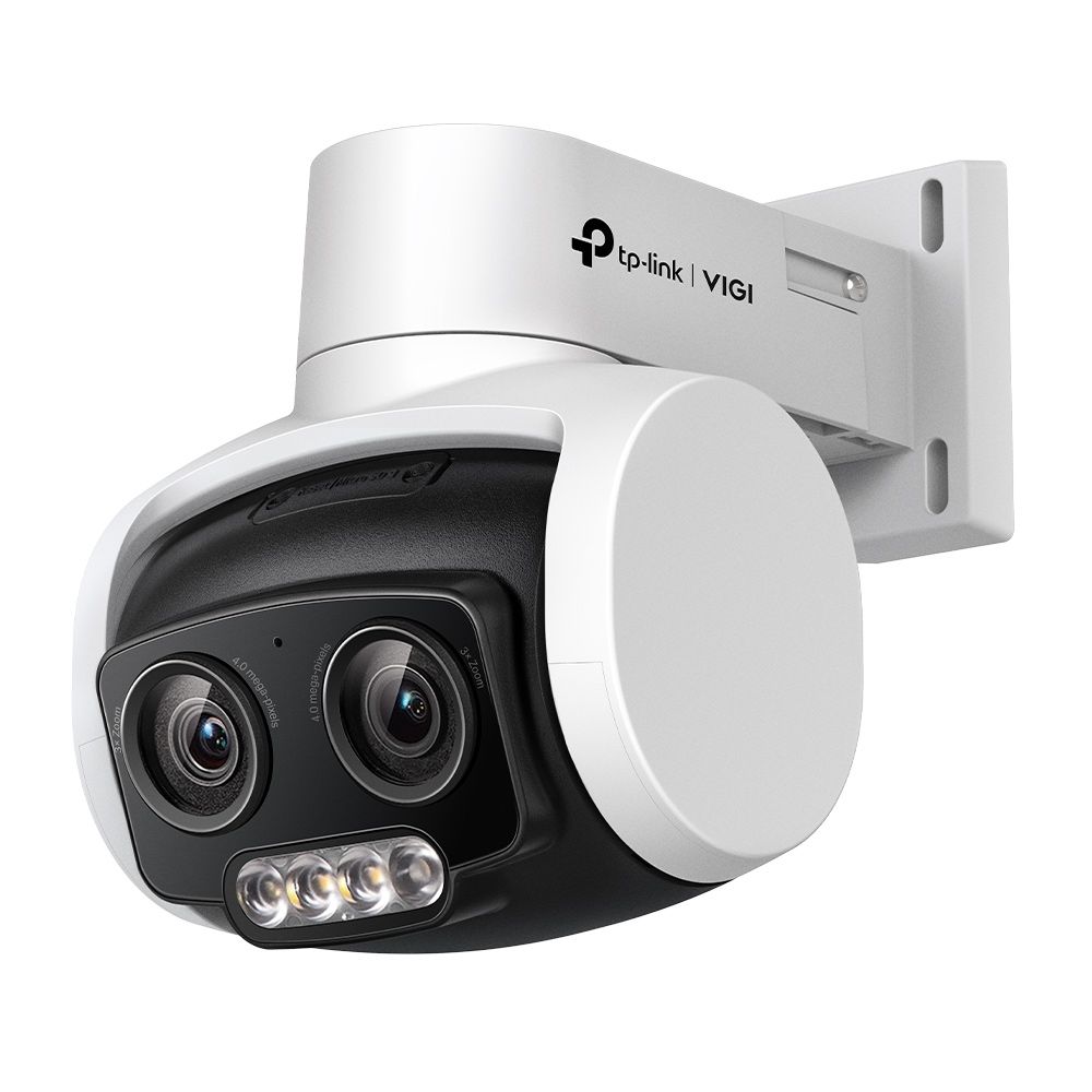 TP-LINK 4MP Outdoor Dual-Lens Pan tilt Network camera, VIGI C540V, Senzor:1/3” CMOS, 3x Mixed Zoom, Distanta focala: 4-12mm, Pan: 0° to 332°, Tilt: 0° to 120°, LED IR: 30m, Rezolutie: 2560x1440, 2304x1296, 2048x1280, 1920x1080,1280x720, Interfata: 1 x RJ45, Slot MicroSD max 256GB.