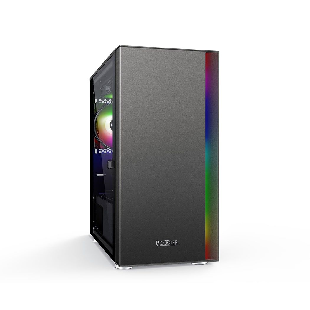 CARCASA PCCOOLER, Middle Tower, mATX, ITX, fara sursa, sticla securizata, 1 ventilator inclus ARGB, negru, USB 3.2 gen 1 x 1, USB 2.0 x 2, mic, audio,  LM300G ARGB 