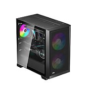 CARCASA PCCOOLER, Mini Tower, mATX, fara sursa, sticla securizata, 2 ventilatoare incluse, iluminare ARGB, negru, USB 3.2 gen 2 x 2, mic, audio,  C3D310 ARGB BK 