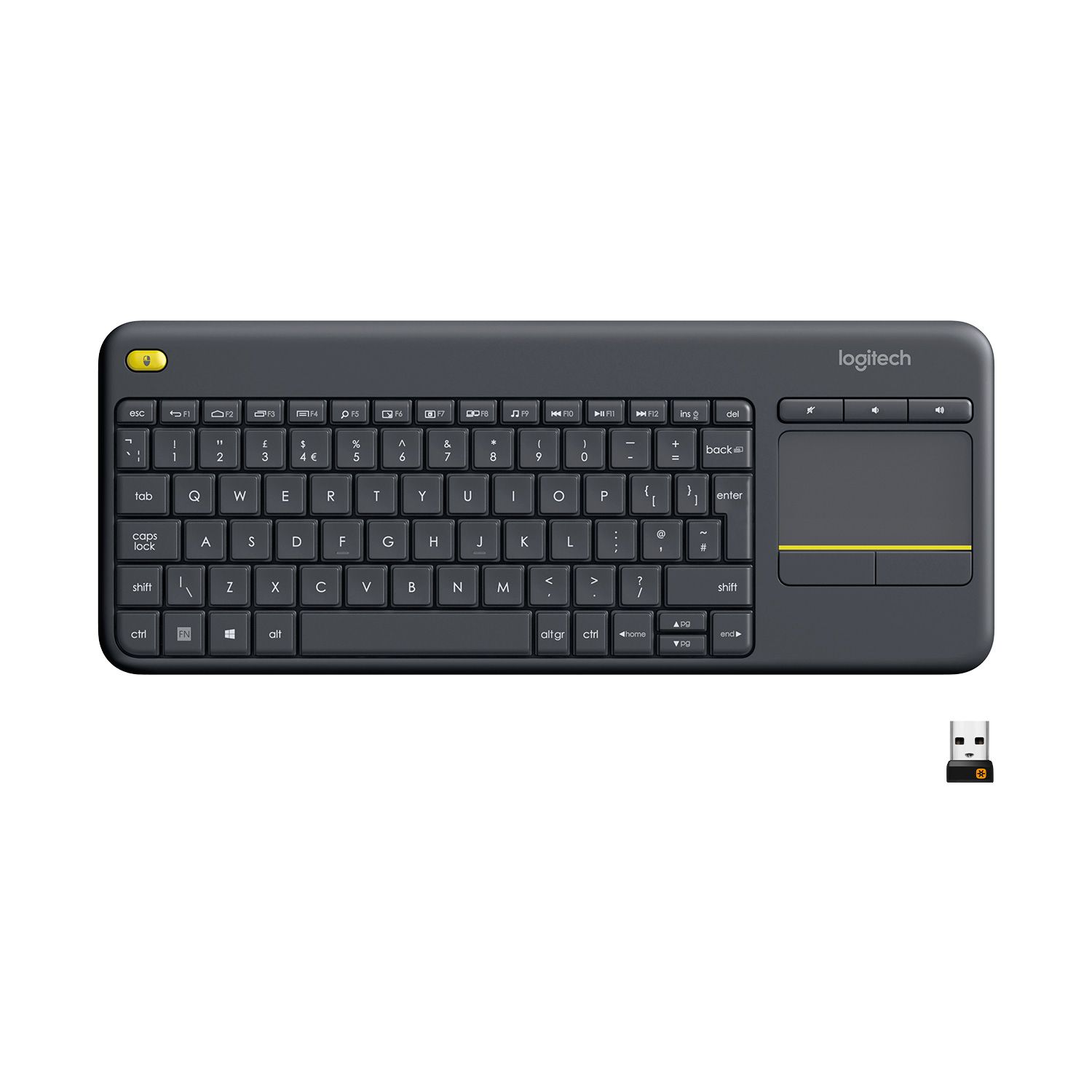 Logitech K400 Plus Tv keyboard RF Wireless QWERTZ Swiss Black
