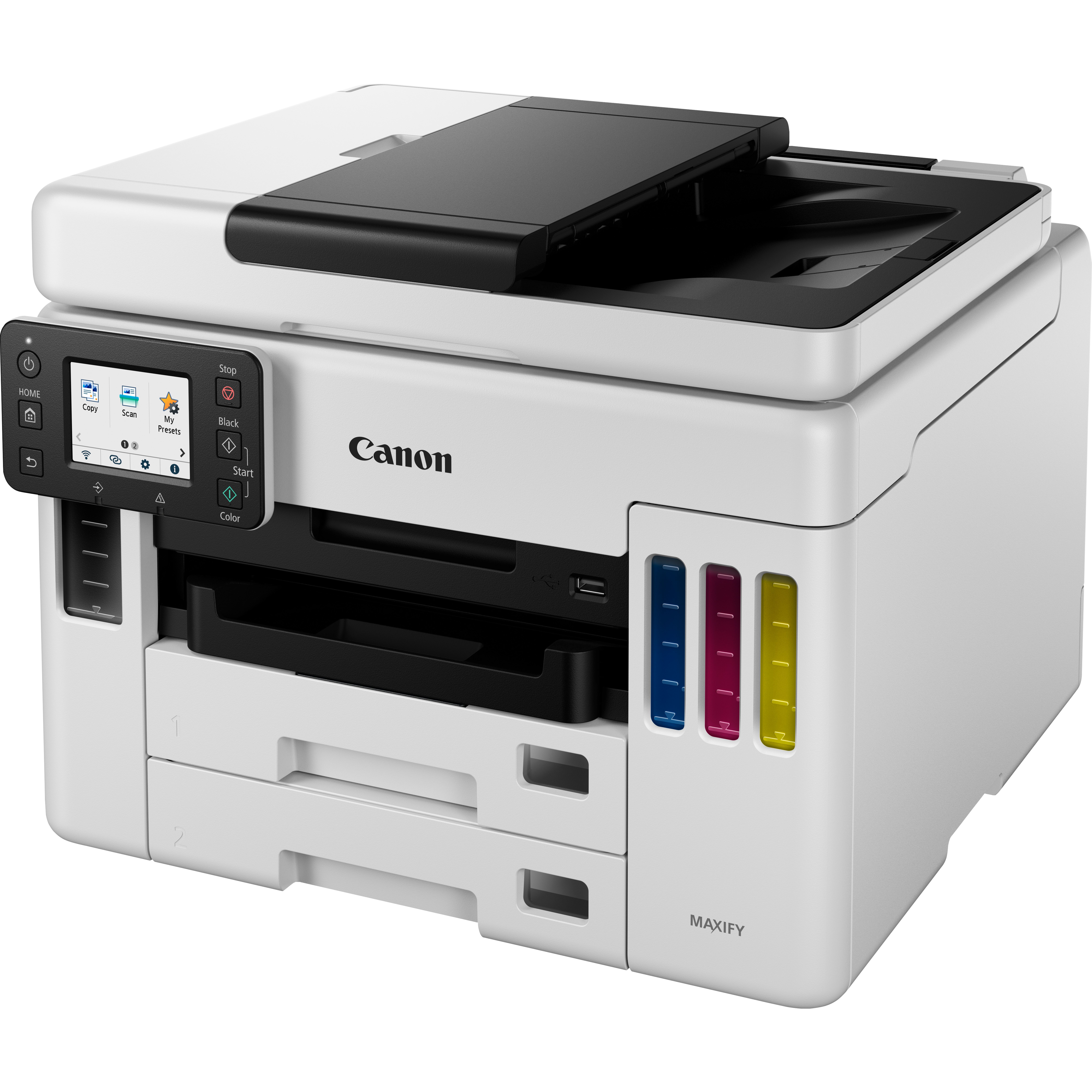 Imprimanta multifunctionala inkjet color Canon Maxify GX7050, A4, duplex, ADF, USB 2.0, Wi-Fi, 24 negru, 15.5 ppm color