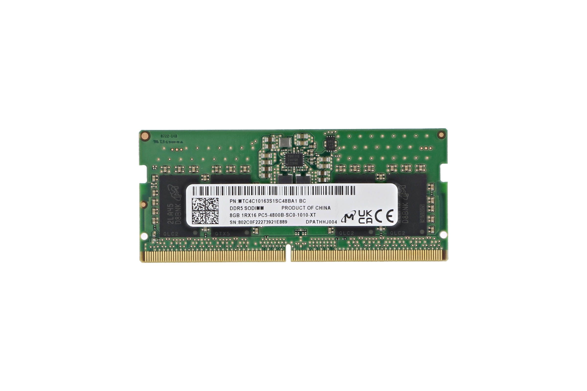 Micron 8GB DDR5 SODIMM 4800MHz 1Rx16
