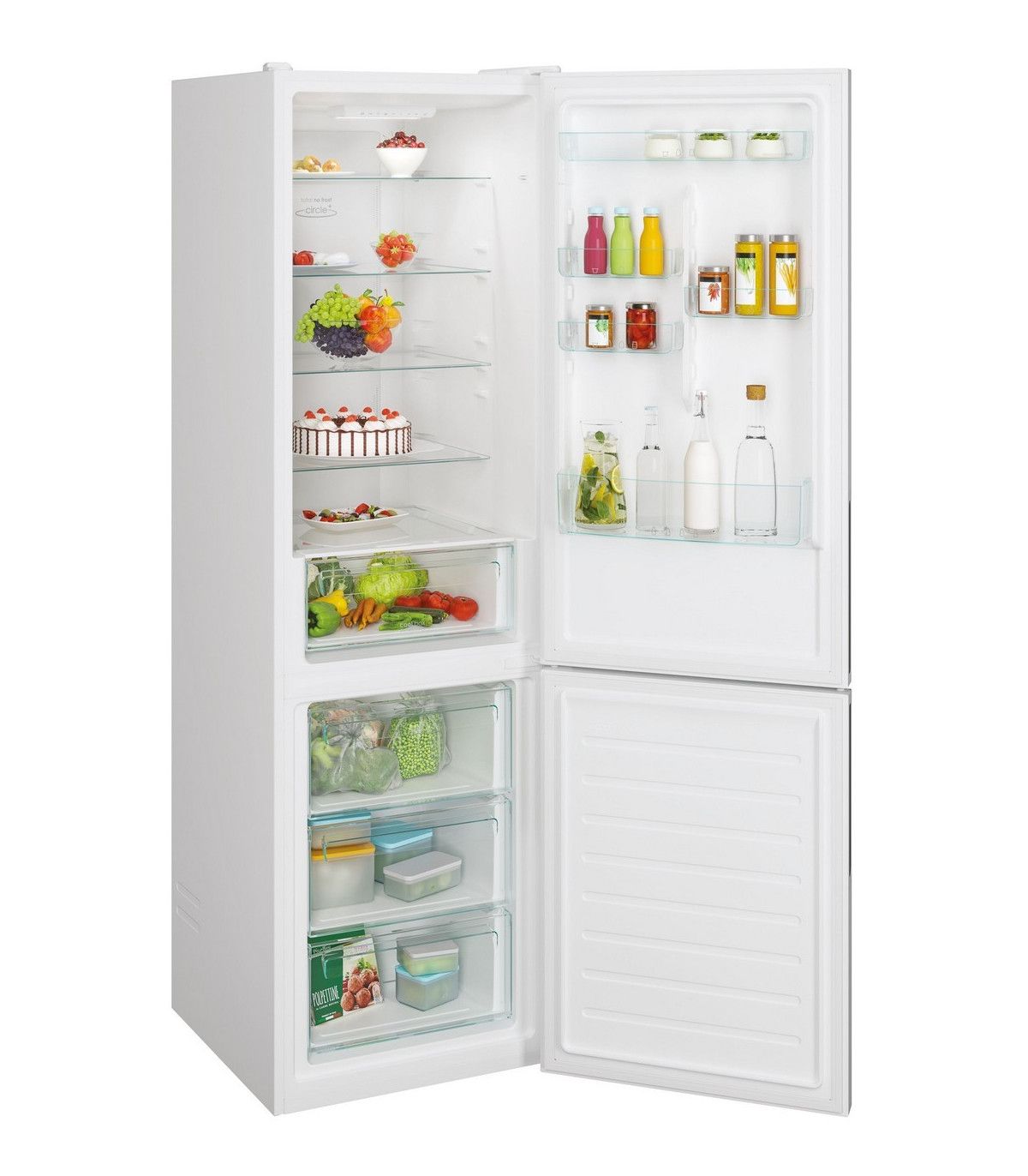 Combina Frigorifica CANDY CCE4T620EW, Total No Frost, 377 l, H 200 cm, Clasa E, Alb