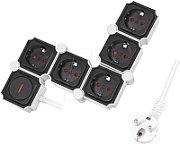 PRELUNGITOR LOGILINK, flexibil 180 grade,  Schuko x 5, cablu 3G 1.5mm2, 230 V/16 A, 50 Hz, max. 3600 W,  buton intrerupator iluminat, IP20, 1.5m, alb/negru  LPS277  (include TV 0.80lei)