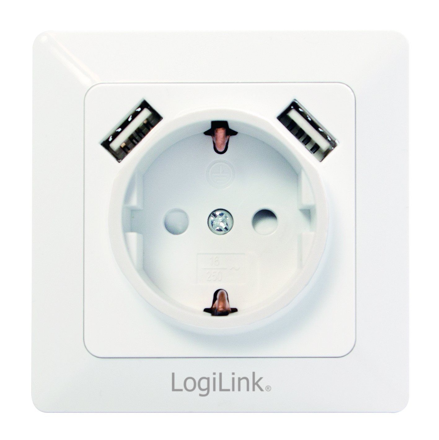 PRIZA LOGILINK, pentru perete, Schuko x 1, USB x2 5V/2.1A , 230V AC, 50 Hz, alb  PA0162  (include TV 0.18lei)