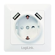 PRIZA LOGILINK, pentru perete, Schuko x 1, USB x2 5V/2.1A , 230V AC, 50 Hz, alb  PA0162  (include TV 0.18lei)