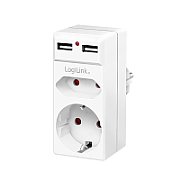 PRIZA LOGILINK, Schuko x 1, Euro Socket x 1, USB x 2 5 V/2.1 A, max. 10.5 W, 230 V/16 A, 50 Hz, max. 3680 W, IP20, LED activate, alb  PA0276  (include TV 0.18lei)