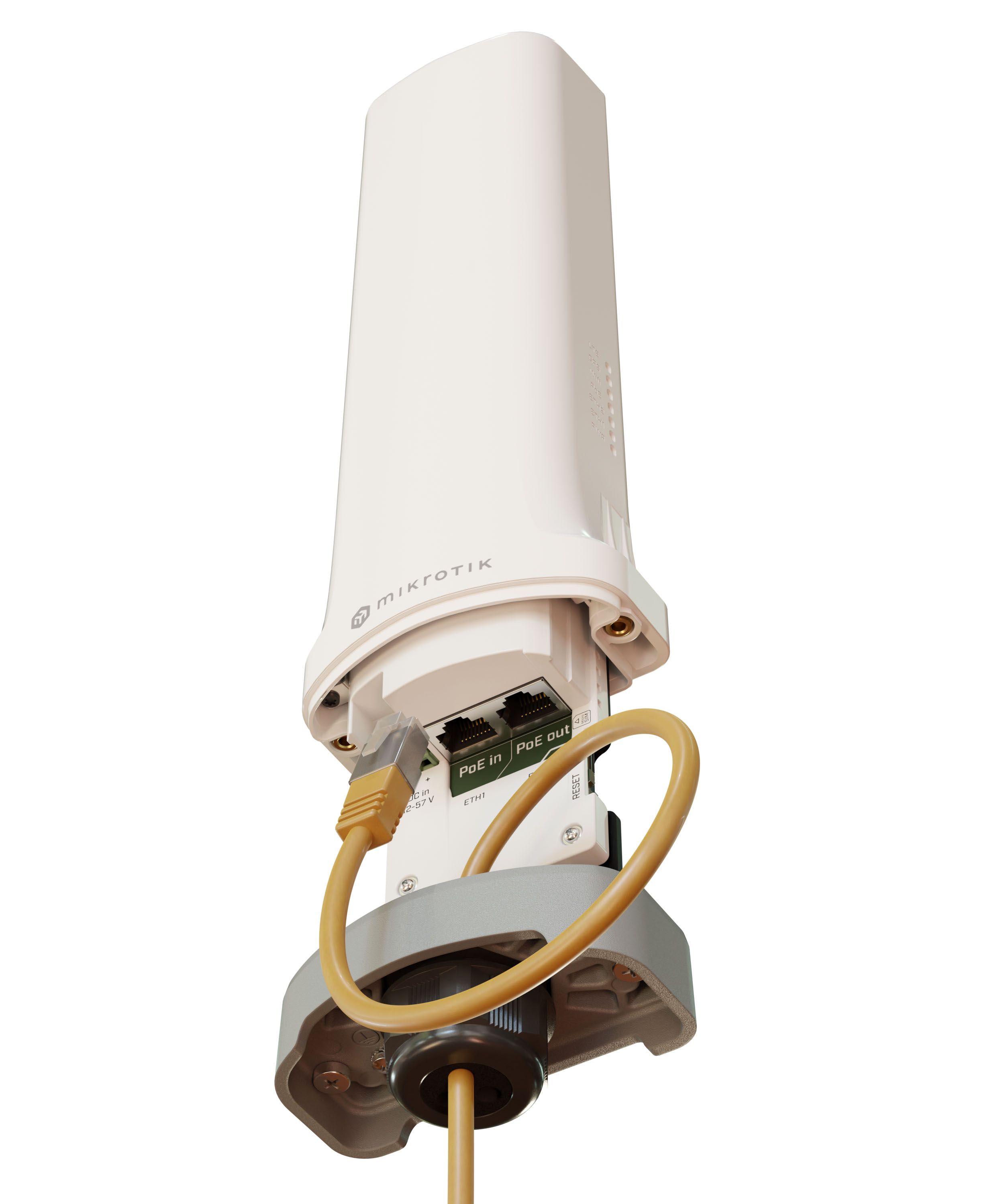 MikroTik CME Gateway - IoT Gateway with 650MHz CPU, 64MB RAM, 2 x 10/100Mbps Ethernet ports (PoE-in and PoE-out), built-in 2,4GHz 802.11b/g/n wireless with inte