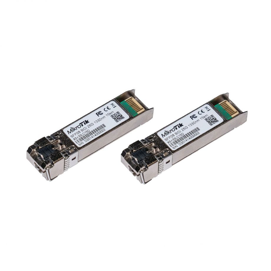 Mikrotik Pair of bidirectional SFP 1G / SFP+ 10G / SFP28 25G 15km modules (T1270nm/R1330nm, Single LC-connector + T1330nm/R1270nm, Single LC-connector)