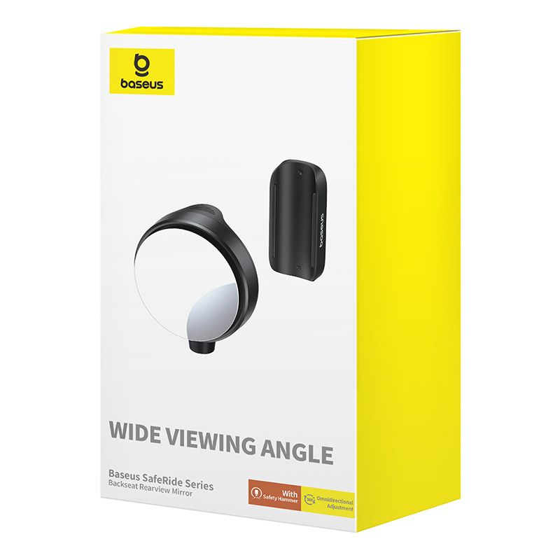 OGLINDA auto Baseus SafeRide, pentru locurile din spate, permite iesirea in siguranta eliminand unghiurile moarte + ciocan de spart geamul in caz de urgenta, negru  C11537200111-00  - 6932172647445
