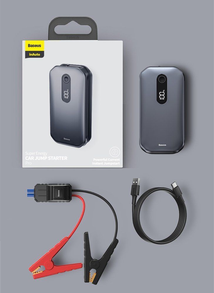 STARTER auto Baseus Super Energy Pro pentru pornire / incarcare auto 12000mAh 5V/3A, 1000A, USB, negru  CRJS03-01  (timbru verde 0.8 lei) -  6953156229600