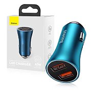 INCARCATOR auto Baseus Golden Contactor Max, Quick Charge 60W, 2 x USB 5V/3A, albastru  CGJM000003  (timbru verde 0.8 lei) - 6932172607999