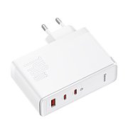 INCARCATOR retea Baseus GaN5 Pro, Quick Charge 140W, 1 x USB, 2 x USB Type-C, include cablu USB Type-C la USB Type-C 100W 1m, alb  CCGP100202  (timbru verde 0.18 lei) - 6932172610234