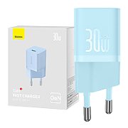 INCARCATOR retea Baseus Mini, GaN5 Fast Charger 30W, 1 x USB Type-C 5V/3A,  albastru  CCGN070603  (timbru verde 0.18 lei) - 6932172624453