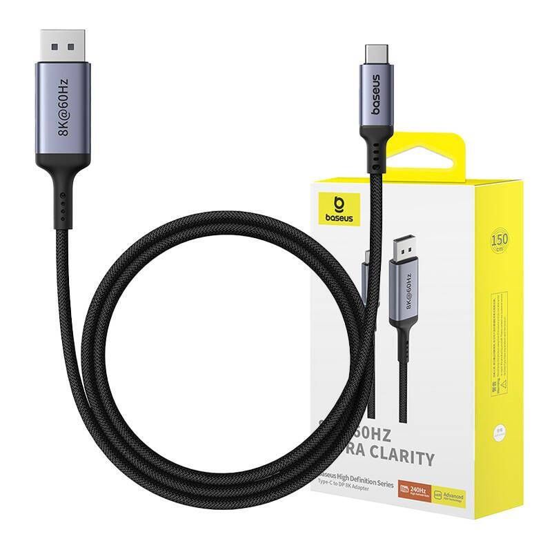 CABLU video Baseus, USB Type-C (T) la DisplayPort (T), 1.5m, rezolutie maxima 8K UHD la 60 Hz, negru  B0063370D111-00  (timbru verde 0.18 lei) - 6932172650360