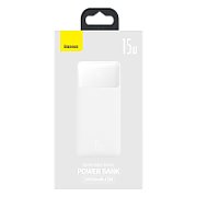 POWER BANK Baseus Bipow, 20000mAh, 15W, 2 x USB 1 x USB Type-C, digital display pt. status baterie, total 3A, alb,  PPBD050102  (timbru verde 0.18 lei) - 6932172618223