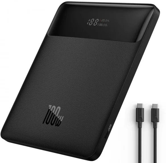 POWER BANK Baseus Blade, 20000mAh, PD 100W, ultra thin, 2 x USB 2 x USB Type-C, display digital pt. status baterie, total 5A, black,  PPBL000201  (timbru verde 0.18 lei) - 6932172625474
