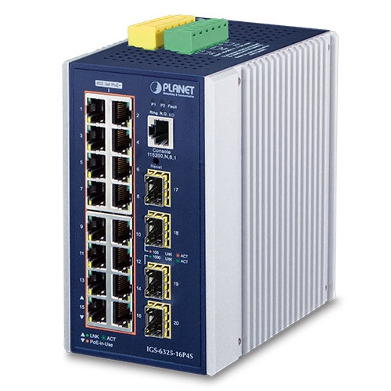 PLANET IGS-6325-16P4S switch-uri Gestionate L3 Gigabit Ethernet (10/100/1000) Power over Ethernet (PoE) Suport Aluminiu, Albastru