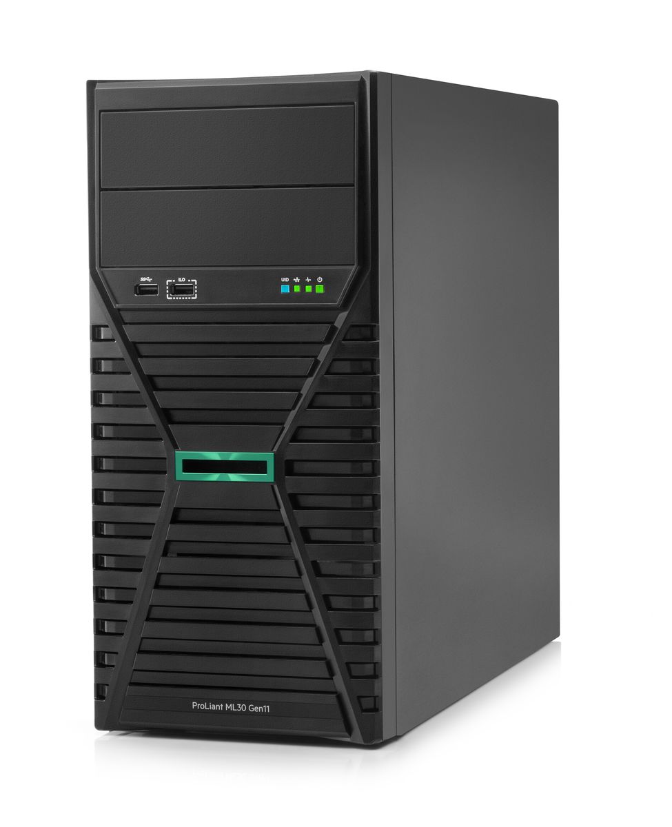 Server HPE ProLiant ML30 Gen11, Intel Xeon E-2434 (4 C / 8 T, 3.4 GHz - 5.0 GHz, 12 MB cache, 55 W), 16 GB DDR5 ECC, fara stocare, 4 x LFF, 800 W, Fara sistem de operare