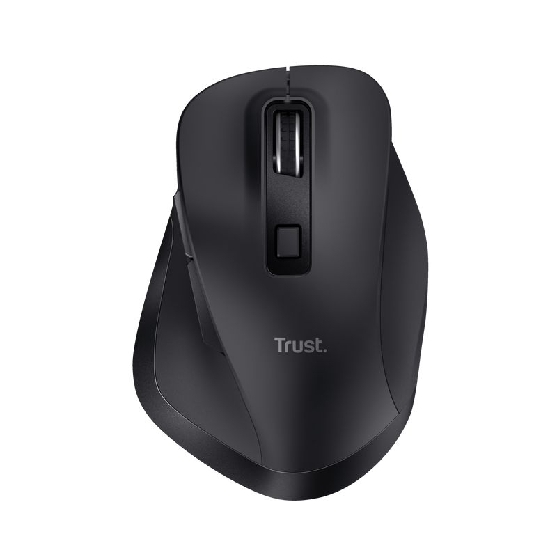 Mouse Trust Fyda ergonomic, reincarcabil, wireless RF 2.4GHz, USB2.0, 6 butoane, rezolutie 2400 DPI, negru