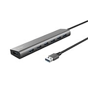 Hub Trust Halyx , 7 porturi USB 3.2 Gen 1, material aluminiu, input USB- C, output USB-A 7, gri