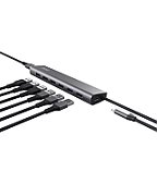 Hub Trust Halyx , 7 porturi USB 3.2 Gen 1, material aluminiu, input USB- C, output USB-A 7, gri