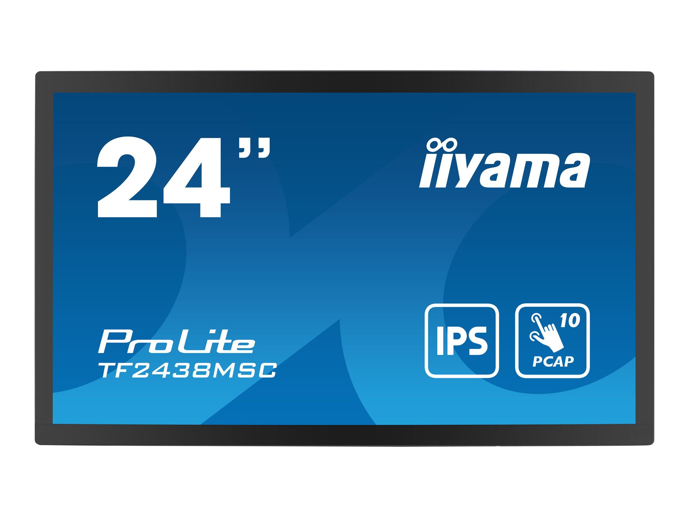 IIYAMA Monitor LED TF2438MSC-B1 TOUCH 23.8” 10pt Optical Bonded PCAP Open Frame 1920 x 1080 600cd 1000:1 5ms bonded PCAP HDMI DP USB landscape, portrait, face-up