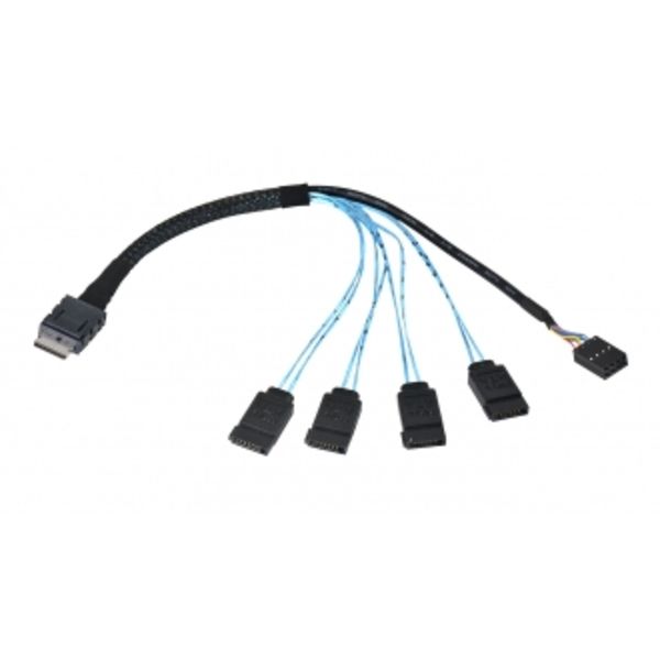 Y Intel Cable Kit 2U 1x MCIO to 1x SlimSAS (straight/16xSSD/HDD)/Backplane rechts, mitte und links 1x SFF-TA-1016 to 1x SFF-8654 8i
