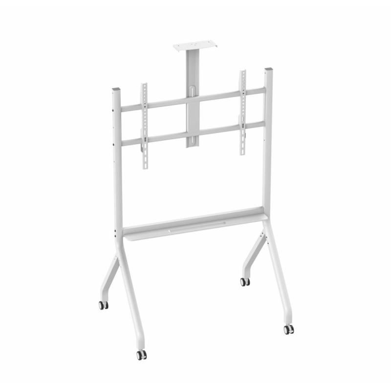 Stand TV mobil Serioux TV213CA, dimensiuni: 1050x755x2320mm, compatibilitate Max Vesa: 900x600mm, compatibilitate TV: 55 -100 , greutate maximă suportata: 120 kg, baza cu 4 roti, raft multifunctional, alb