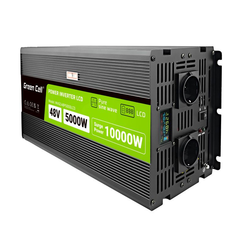 Green Cell PowerInverter LCD 48V 5000W/10000W car inverter with display - pure sine wave