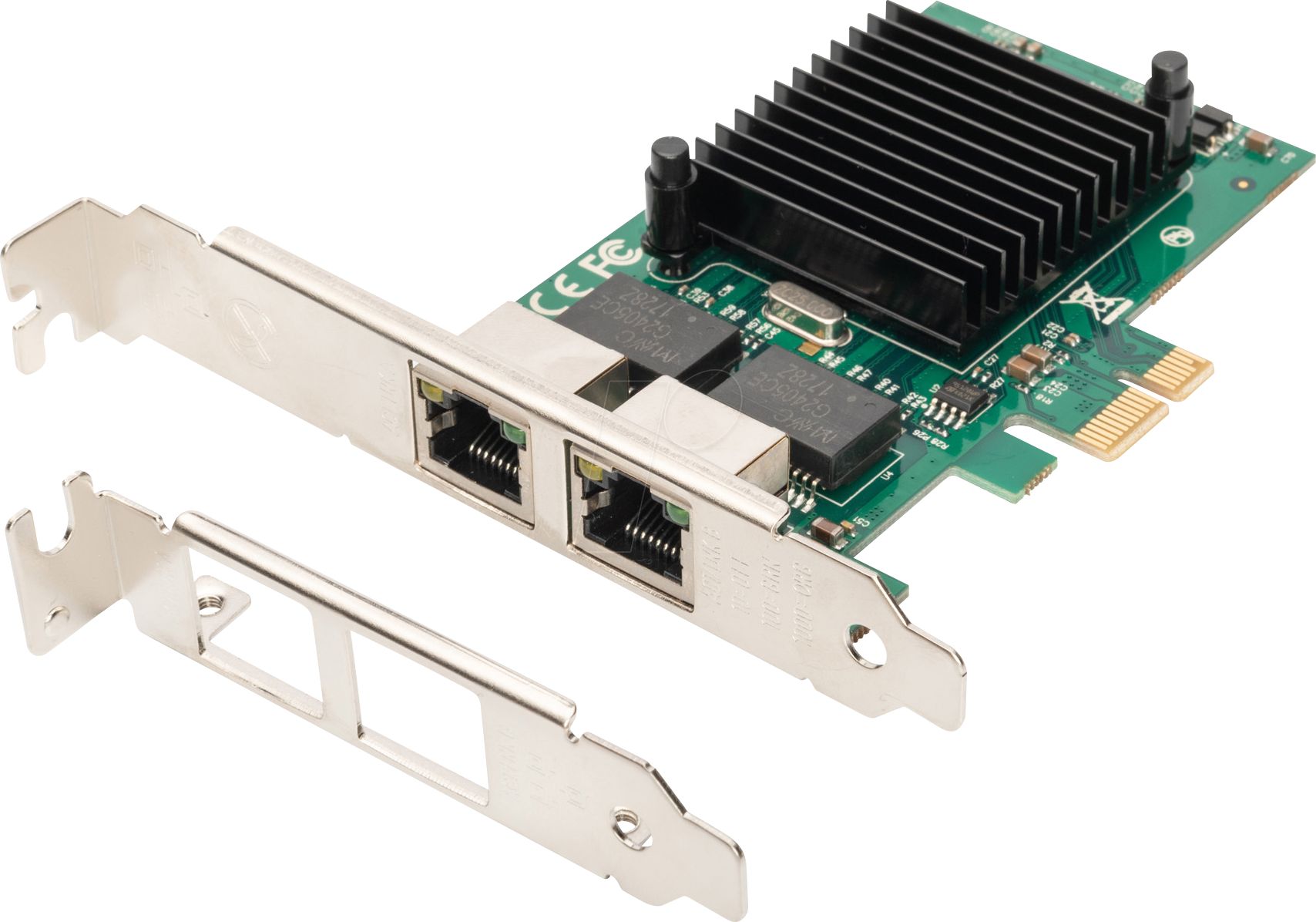 Gigabit Ethernet PCI Express Card, 2-port 32-bit, low profile bracket, Intel chipset