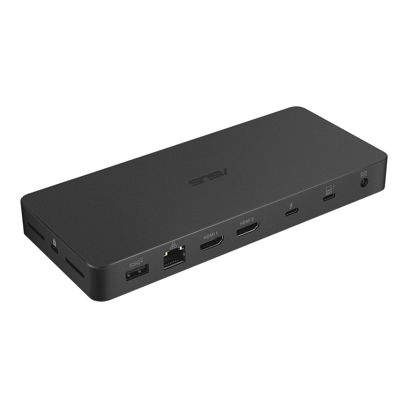 ASUS DC500 Triple 4K USB-C Dock, Interfata USB-C,Putere alimentare 96 W, Compatibilitate Universal, Rezolutii video suportate 4K @60Hz, Dimensiune 21 x 185 x 80 mm, Greutate 335 g, Culoare Negru, Caracteristici LAN 10/100/1000/2500 Mbps, USB 2.0 2, USB 3.1 2, USB Type C 2x Thunderbolt 4,HDMI 2