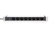 1U Aluminum PDU, rackmountable, 8 x Safety outlet 16A, 230VAC, 50/60Hz, IEC C20 plug