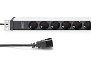 1U Aluminum PDU, rackmountable, 8 x Safety outlet 16A, 230VAC, 50/60Hz, IEC C20 plug