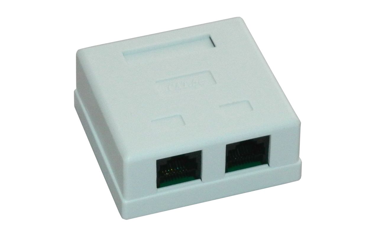 Priza UTP dubla aplicata cat.5e - EMTEX,  EMT-UTP5E-2P-PT 