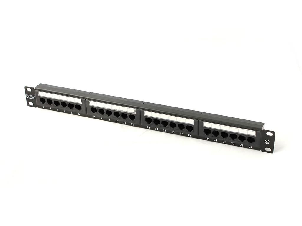 Patch panel Digitus DN-91524U-1, 19-inch, 1U, 24 prize RJ45 Cat.5e, negru