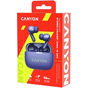 CANYON OnGo TWS-10 ANC+ENC, Bluetooth Headset, microphone, BT v5.3 BT8922F, Frequence Response:20Hz-20kHz, battery Earbud 40mAh*2+Charging case 500mAH, type-C cable length 24cm,size 63.97*47.47*26.5mm 42.5g, Purple
