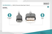 USB 2.0 connection cable, type  A - micro B M/M, 1.0m, USB 2.0 conform, bl