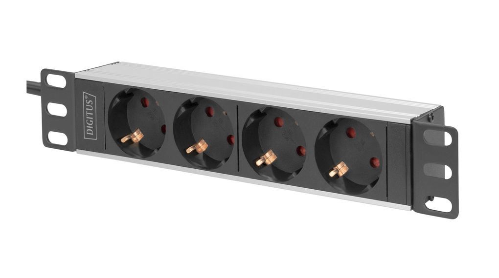 1U Aluminum PDU, 254 mm (10 ) rack mount, 4x safety outlet, 16A, 4000W, 250VAC 50/60Hz