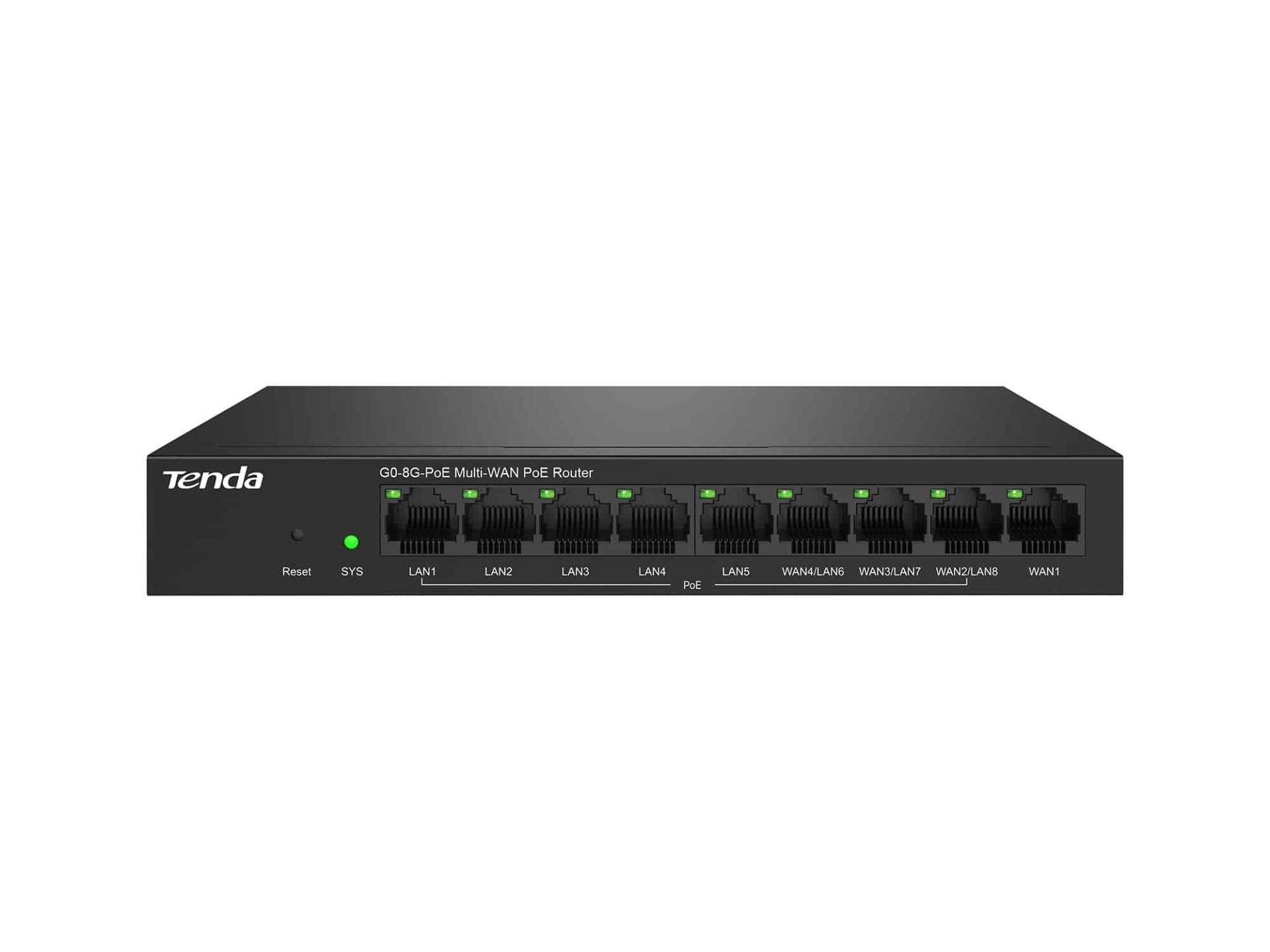 Tenda ROUTER Tenda 9 porturi Gigabit Ethernet, din care 8 porturi PoE+ IEEE 802.3at/af,  G0-8G-POE  (timbru verde 0.8 lei)