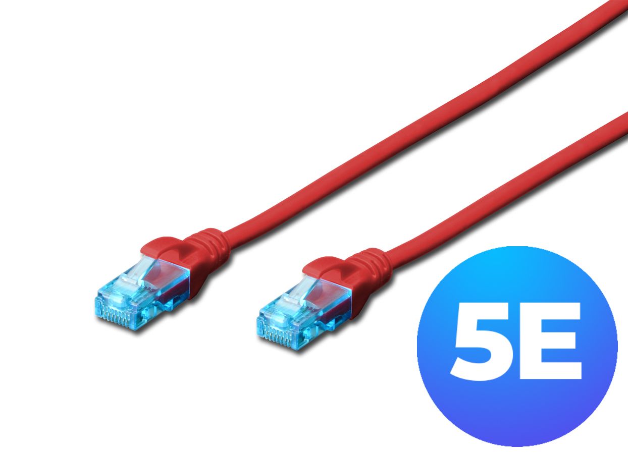 CAT 5e U-UTP patch cord,PVC AWG 26/7, length 1.5 m, color red