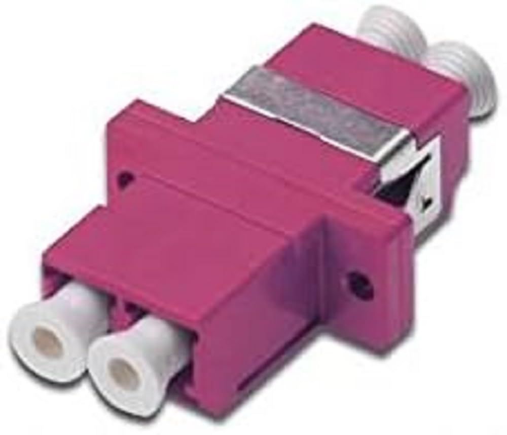 FO coupler, duplex, LC to LC, MM, violet, OM4 ceramic sleeve, polymer housing, incl. screws
