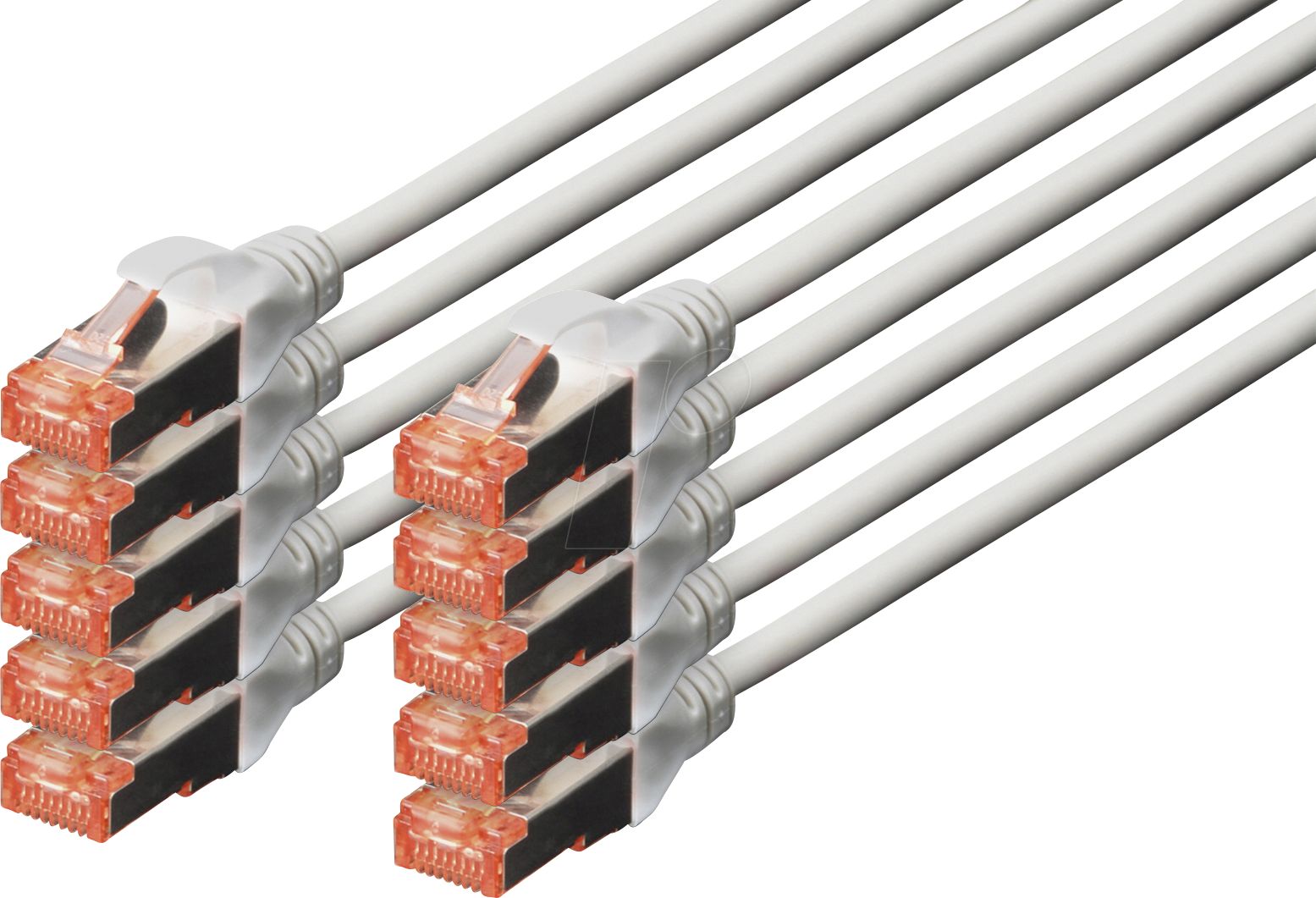 CAT 6 S-FTP patch cord, Cu, LSZH AWG 27/7, length 0.5 m, 10 pieces, color grey