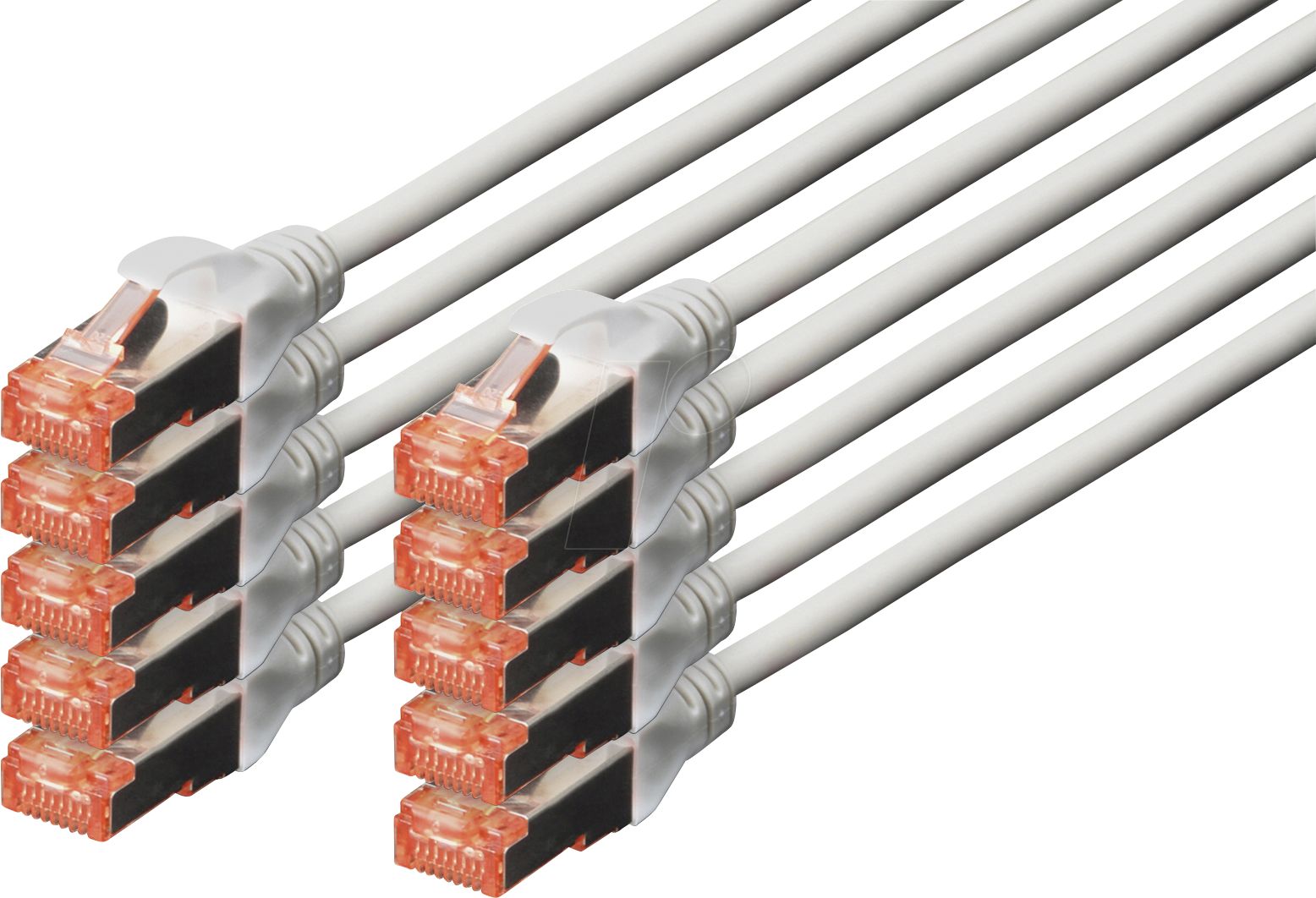 CAT 6 S-FTP patch cord, Cu, LSZH AWG 27/7, length 0.25 m, 10 pieces, color grey