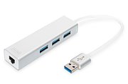 USB 3.0, 3-ports HUB & Gigabit LAN adapter 3xUSB A/F,1xUSB A/M,1xRJ45 LAN, Win/Mac OS